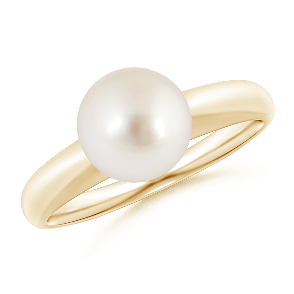 8mm AAAA Solitaire South Sea Pearl Engagement Ring in Yellow Gold 