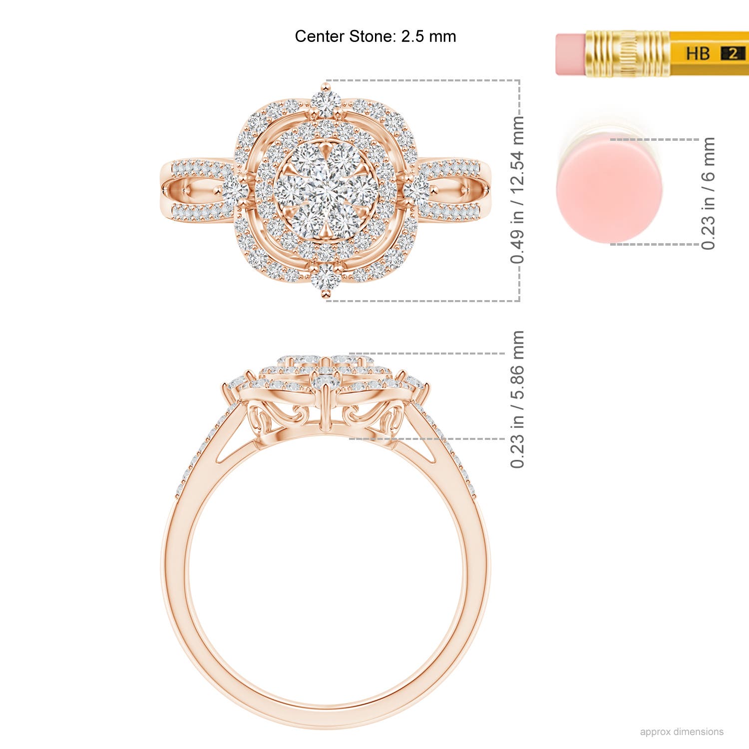 H, SI2 / 0.69 CT / 14 KT Rose Gold