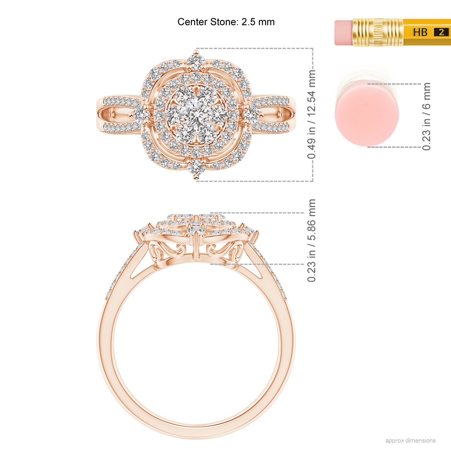 I-J, I1-I2 / 0.69 CT / 14 KT Rose Gold