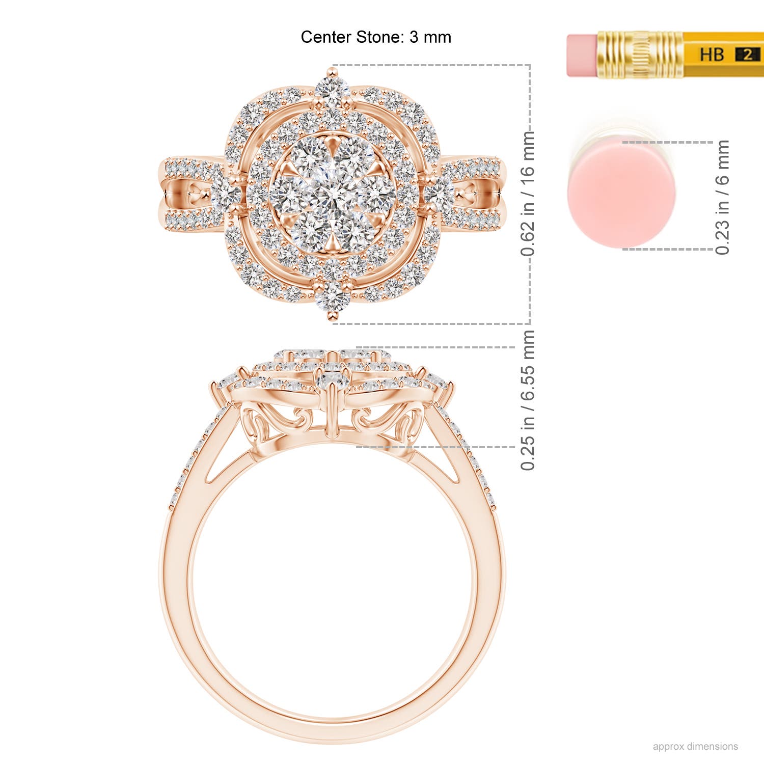 I-J, I1-I2 / 1.06 CT / 14 KT Rose Gold