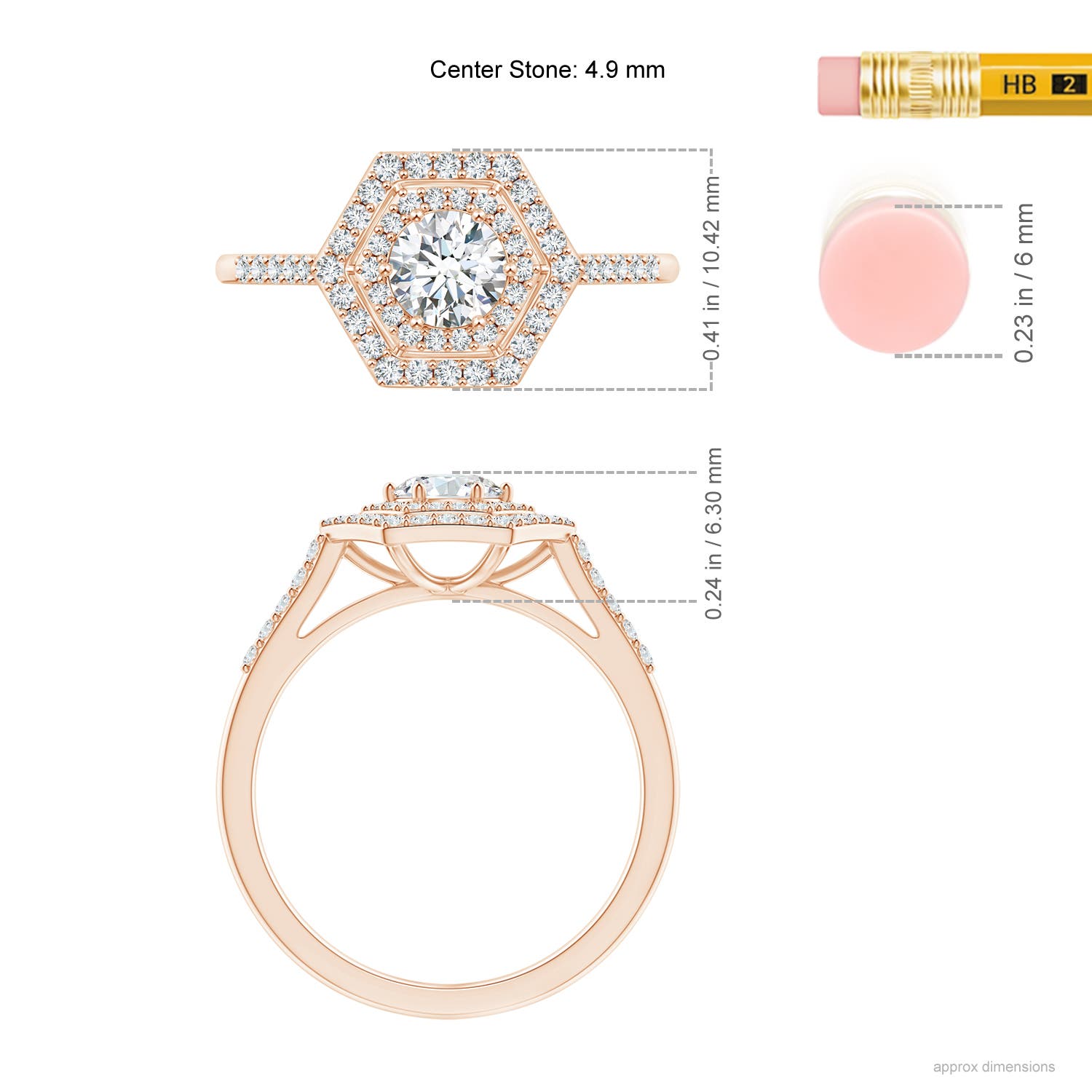 G, VS2 / 0.74 CT / 14 KT Rose Gold