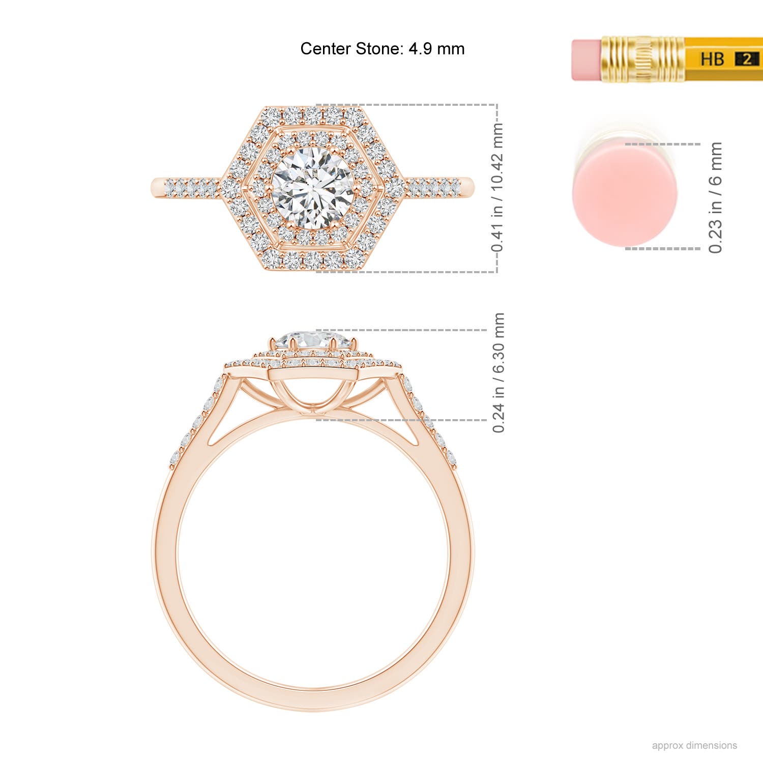 H, SI2 / 0.74 CT / 14 KT Rose Gold