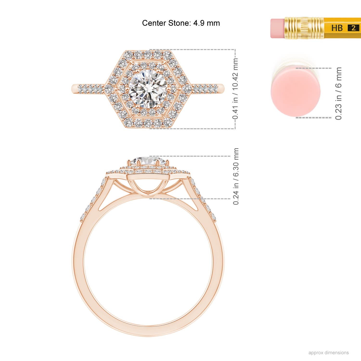 I-J, I1-I2 / 0.74 CT / 14 KT Rose Gold