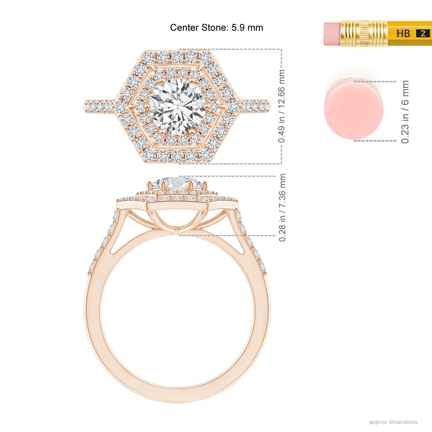 H, SI2 / 1.24 CT / 14 KT Rose Gold