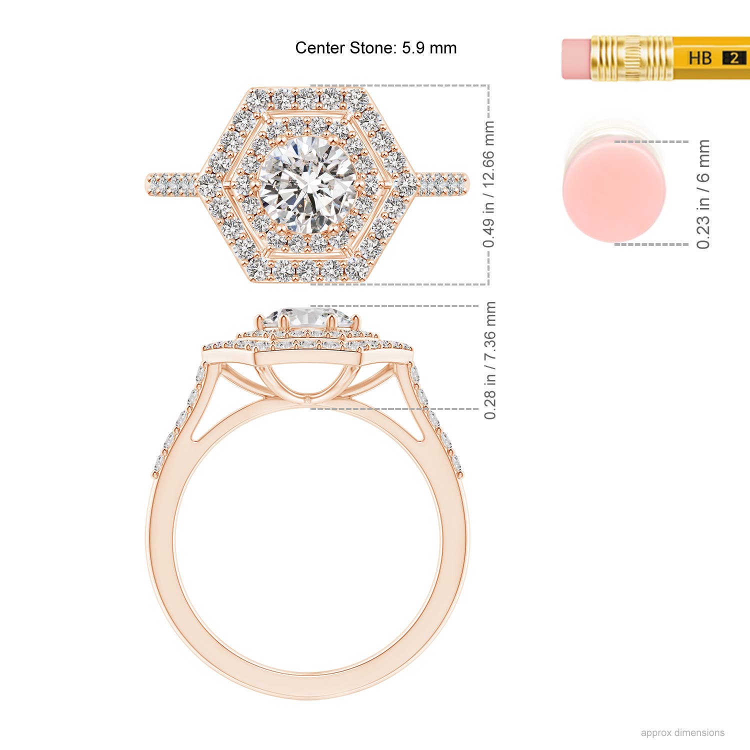 I-J, I1-I2 / 1.24 CT / 14 KT Rose Gold