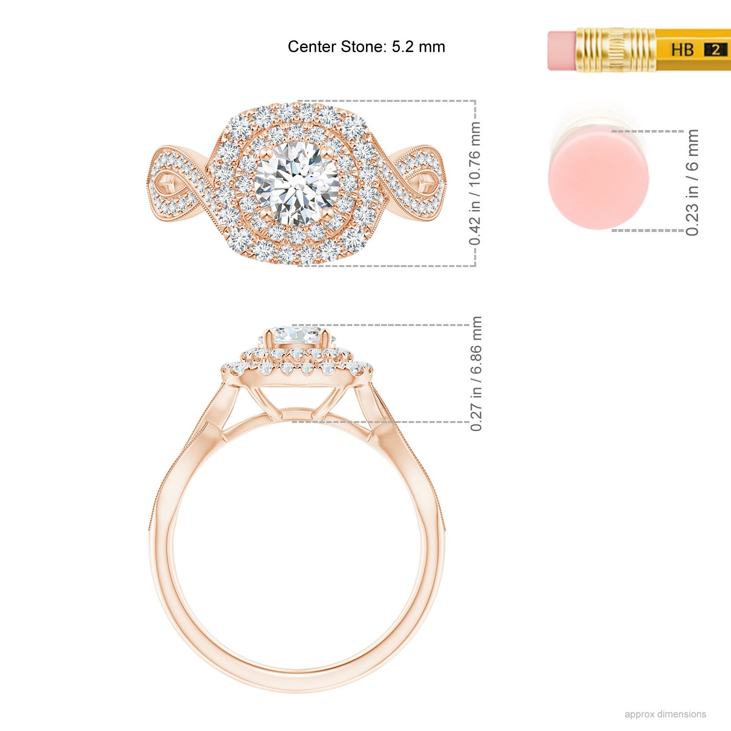 F-G, VS / 1.01 CT / 14 KT Rose Gold