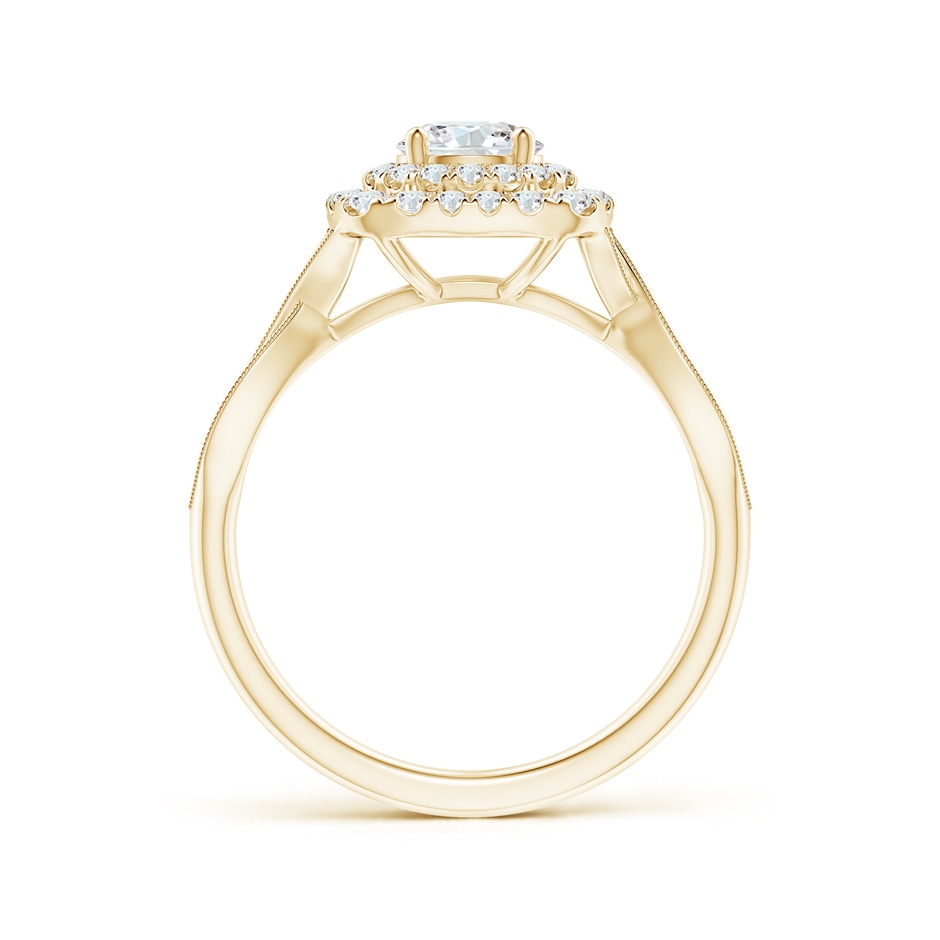 5.2mm GVS2 Diamond Double Halo Engagement Ring with Criss-Cross Shank in Yellow Gold side-1