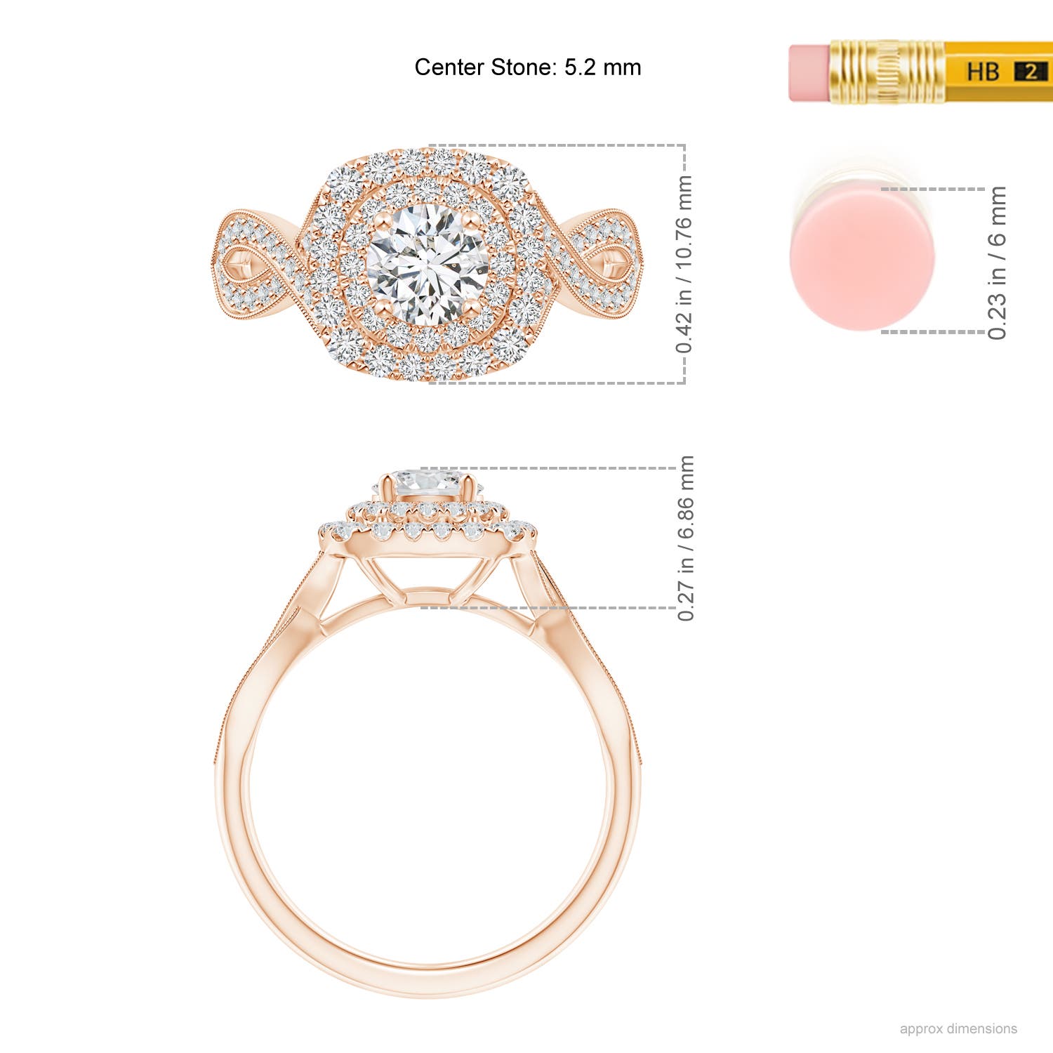 H, SI2 / 1.01 CT / 14 KT Rose Gold