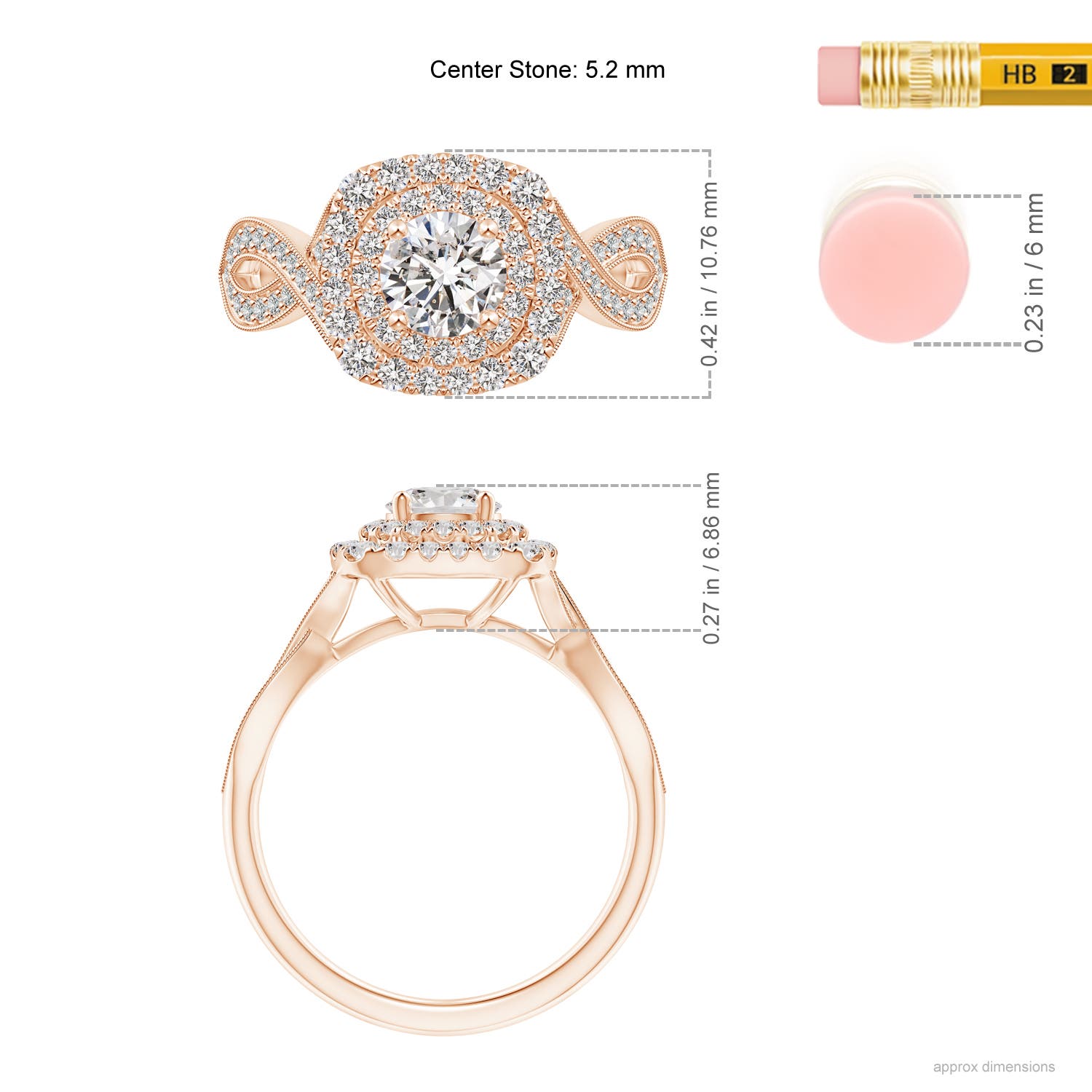 I-J, I1-I2 / 1.01 CT / 14 KT Rose Gold