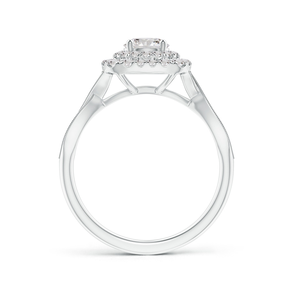 5.2mm IJI1I2 Diamond Double Halo Engagement Ring with Criss-Cross Shank in White Gold side-1