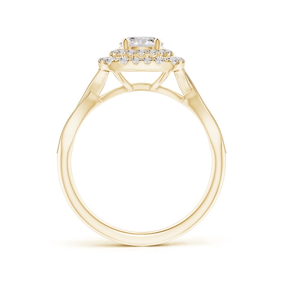 5.2mm IJI1I2 Diamond Double Halo Engagement Ring with Criss-Cross Shank in Yellow Gold side-1