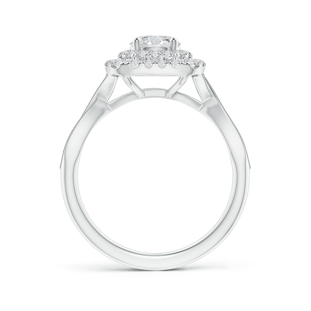 5.6mm HSI2 Diamond Double Halo Engagement Ring with Criss-Cross Shank in White Gold Side-1