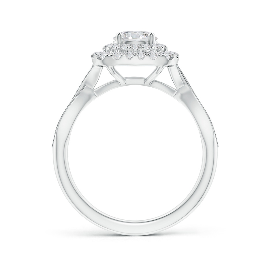 5.6mm HSI2 Diamond Double Halo Engagement Ring with Criss-Cross Shank in White Gold side-1