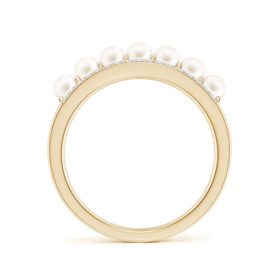 3mm AA Seed Freshwater Pearl and Diamond Ring in 9K Yellow Gold side-1