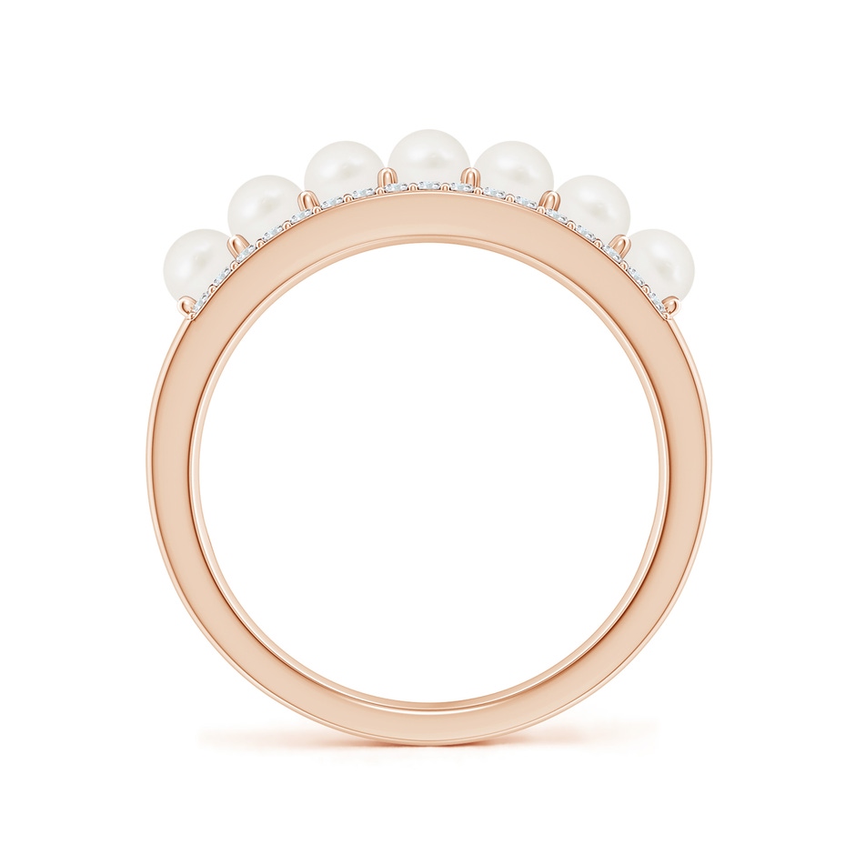 3mm AA Seed Freshwater Pearl and Diamond Ring in Rose Gold side-1