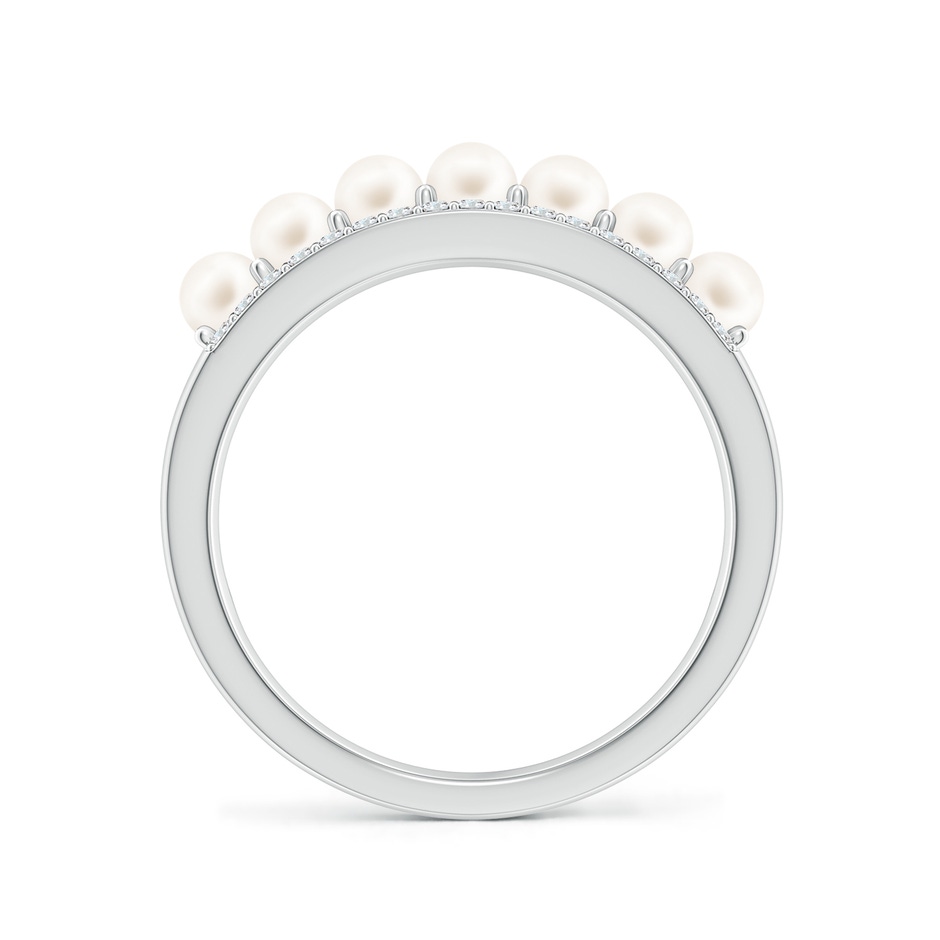 3mm AA Seed Freshwater Pearl and Diamond Ring in White Gold side-1