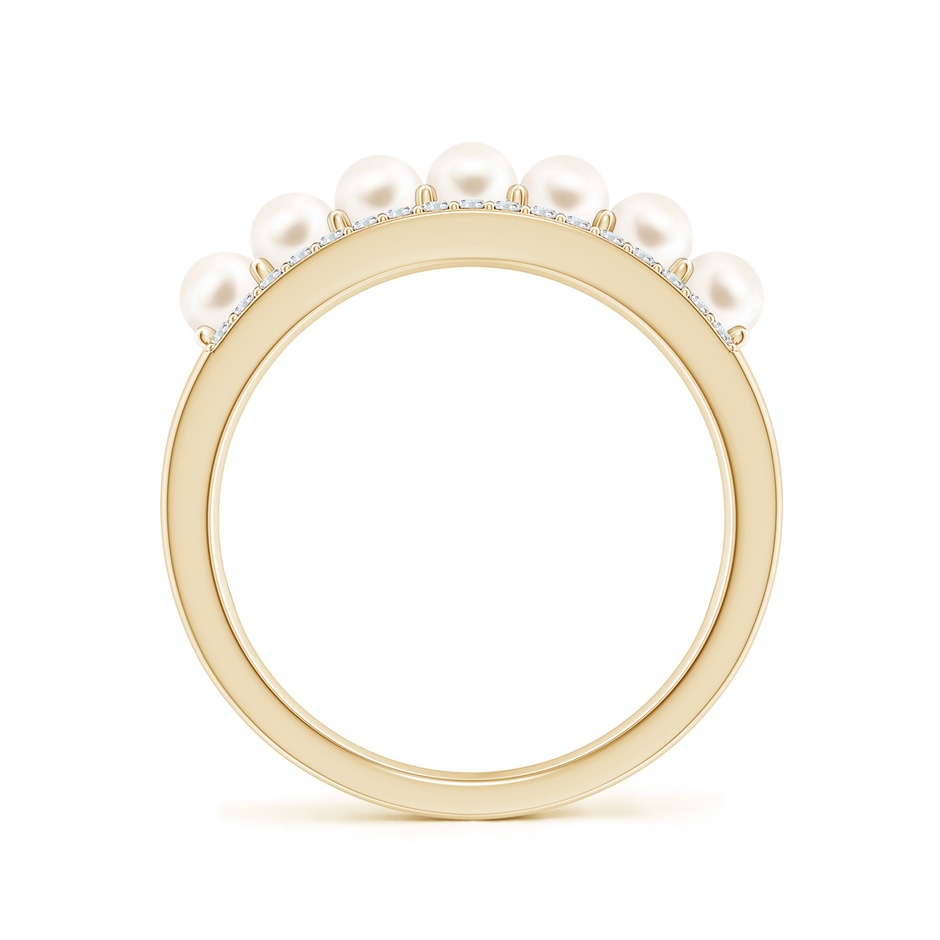 3mm AAA Seed Freshwater Pearl and Diamond Ring in 9K Yellow Gold side-1