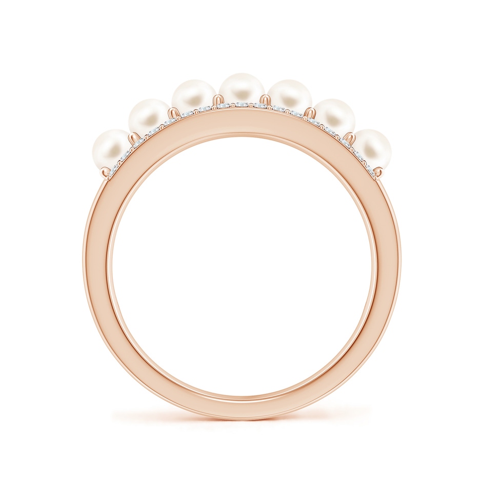 3mm AAA Seed Freshwater Pearl and Diamond Ring in Rose Gold side-1