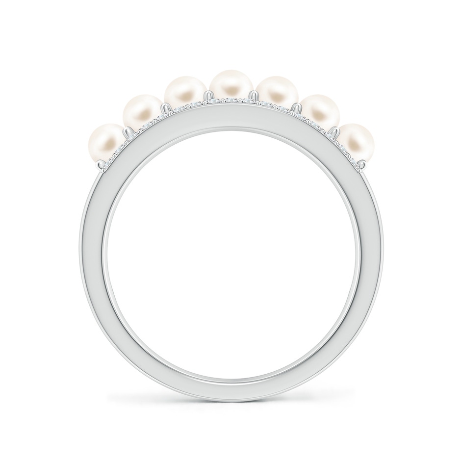 3mm AAA Seed Freshwater Pearl and Diamond Ring in White Gold side-1