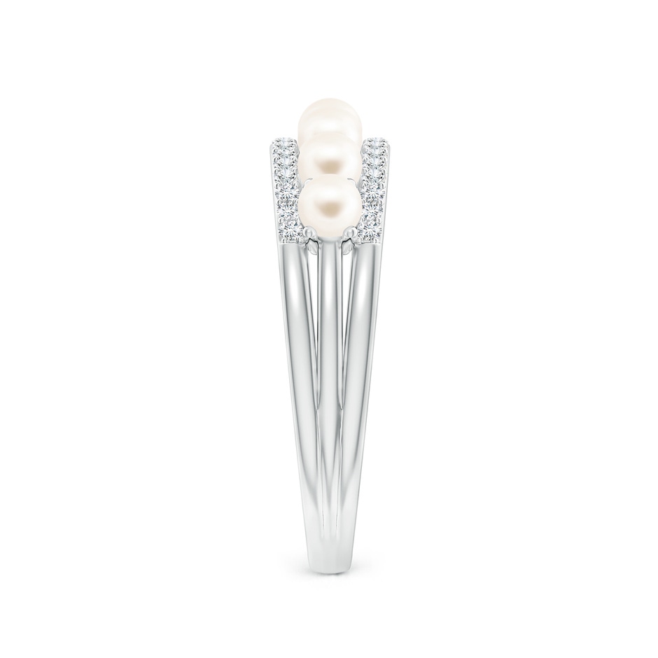 3mm AAA Seed Freshwater Pearl and Diamond Ring in White Gold side-2