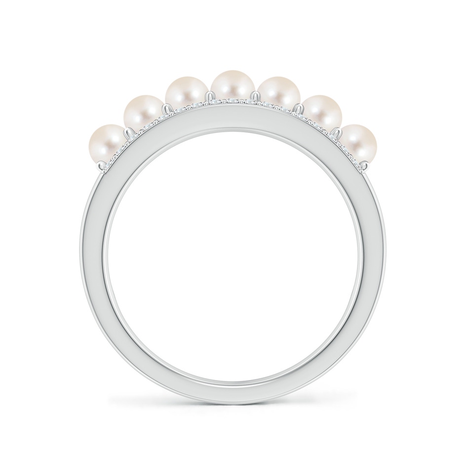 3mm AAAA Seed Freshwater Pearl and Diamond Ring in 9K White Gold side-1