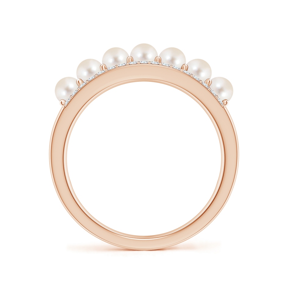 3mm AAAA Seed Freshwater Pearl and Diamond Ring in Rose Gold side-1