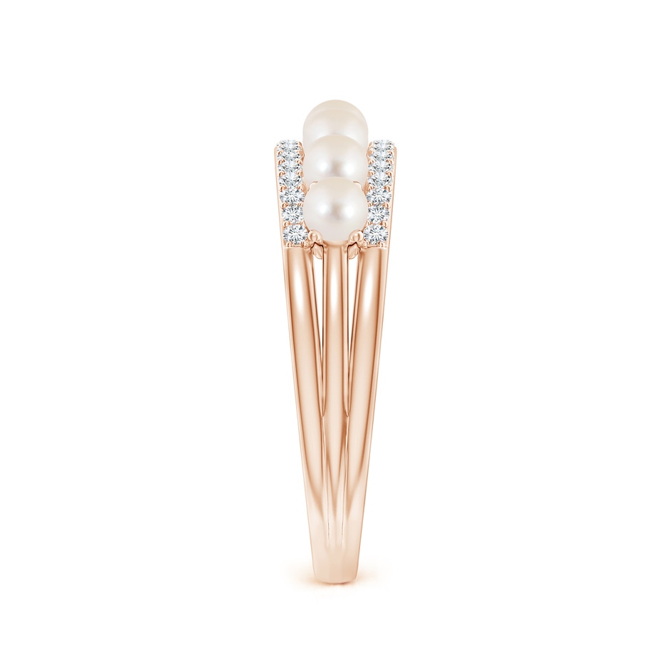 3mm AAAA Seed Freshwater Pearl and Diamond Ring in Rose Gold side-2