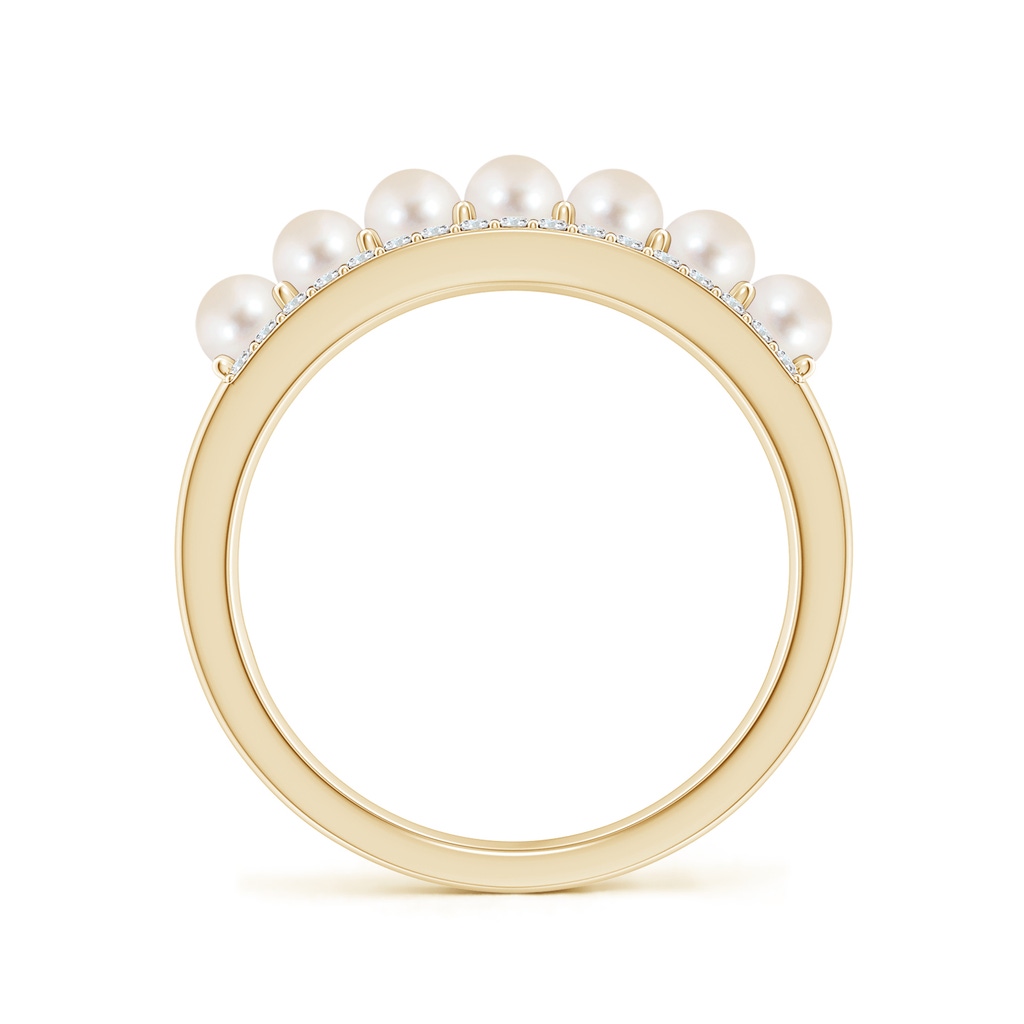 3mm AAAA Seed Freshwater Pearl and Diamond Ring in Yellow Gold Side-1