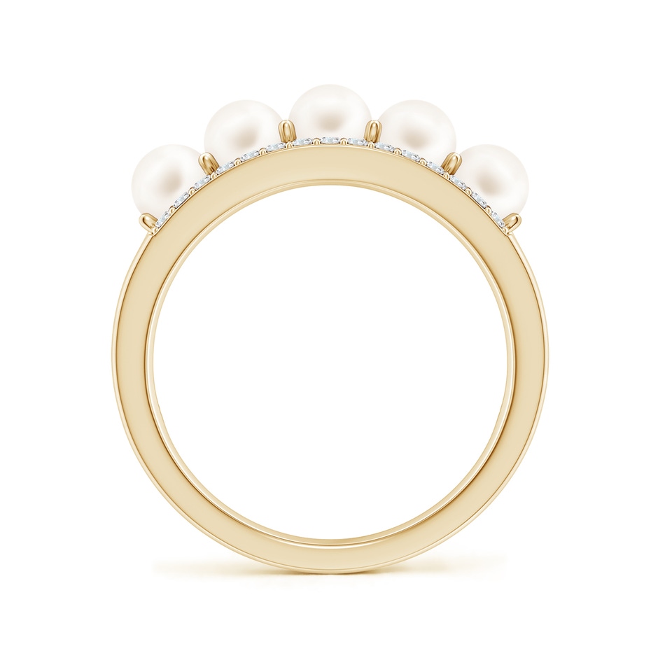 4mm AA Seed Freshwater Pearl and Diamond Ring in Yellow Gold side-1