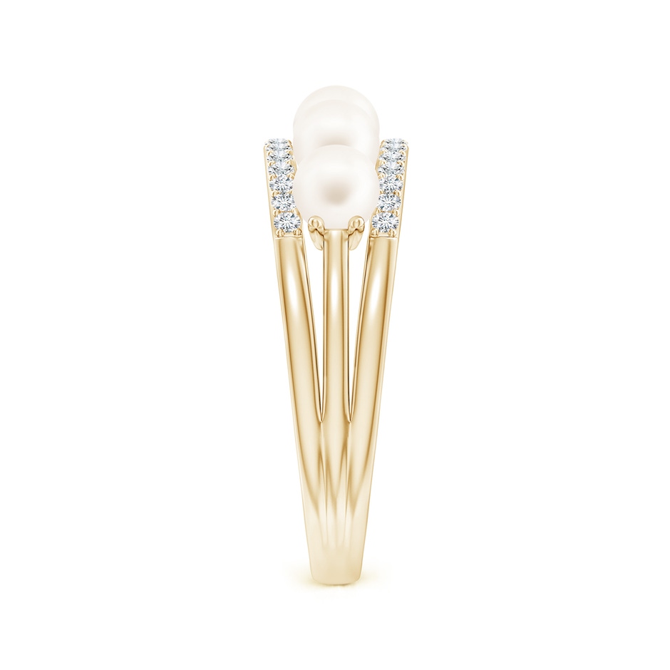 4mm AA Seed Freshwater Pearl and Diamond Ring in Yellow Gold side-2
