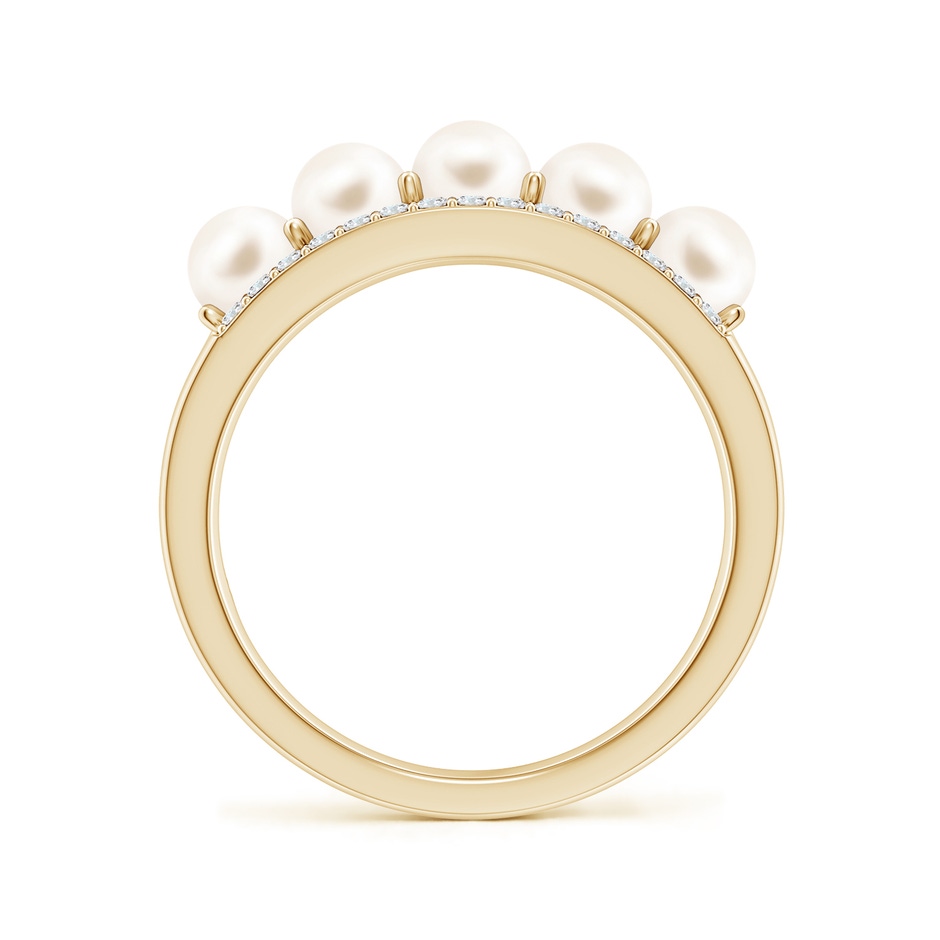 4mm AAA Seed Freshwater Pearl and Diamond Ring in Yellow Gold side-1