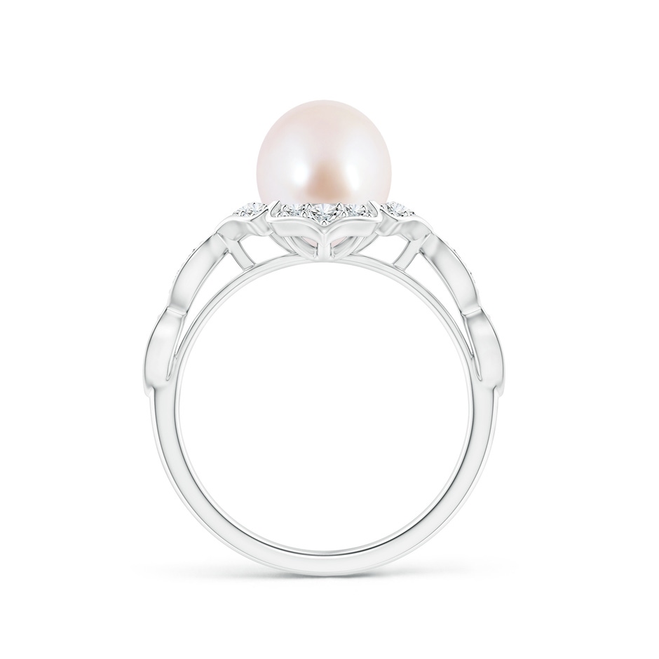 8mm AAA Floral Vintage Inspired Japanese Akoya Pearl Ring in White Gold side 1