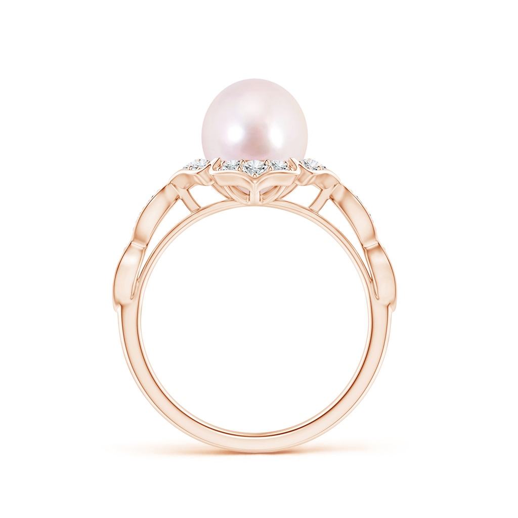 8mm AAAA Floral Vintage Inspired Japanese Akoya Pearl Ring in Rose Gold Side 1