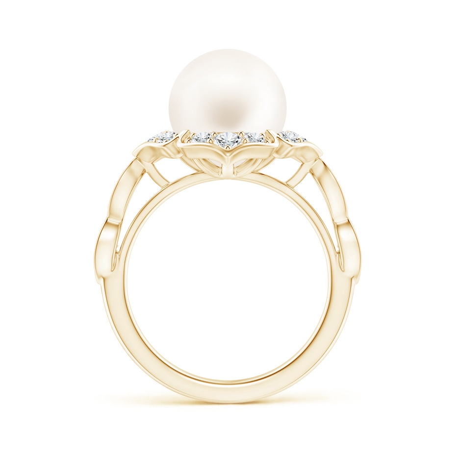 10mm AA Floral Vintage Inspired Freshwater Pearl Ring in Yellow Gold side 199