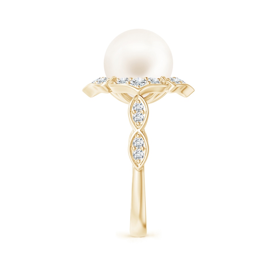 10mm AA Floral Vintage Inspired Freshwater Pearl Ring in Yellow Gold side 299