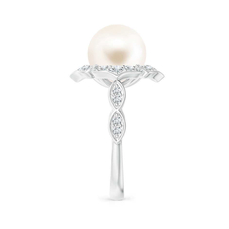 10mm AAA Floral Vintage Inspired Freshwater Pearl Ring in 18K White Gold side 299