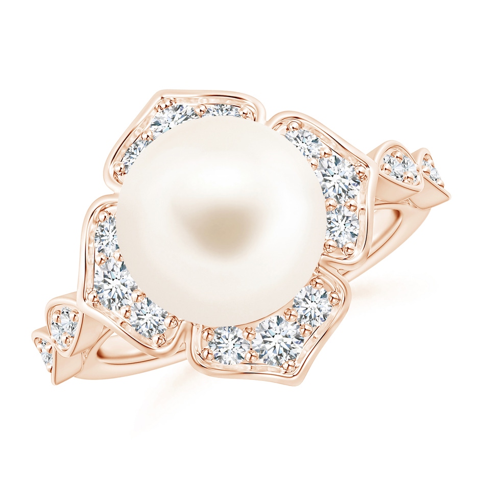 10mm AAA Floral Vintage Inspired Freshwater Pearl Ring in Rose Gold 