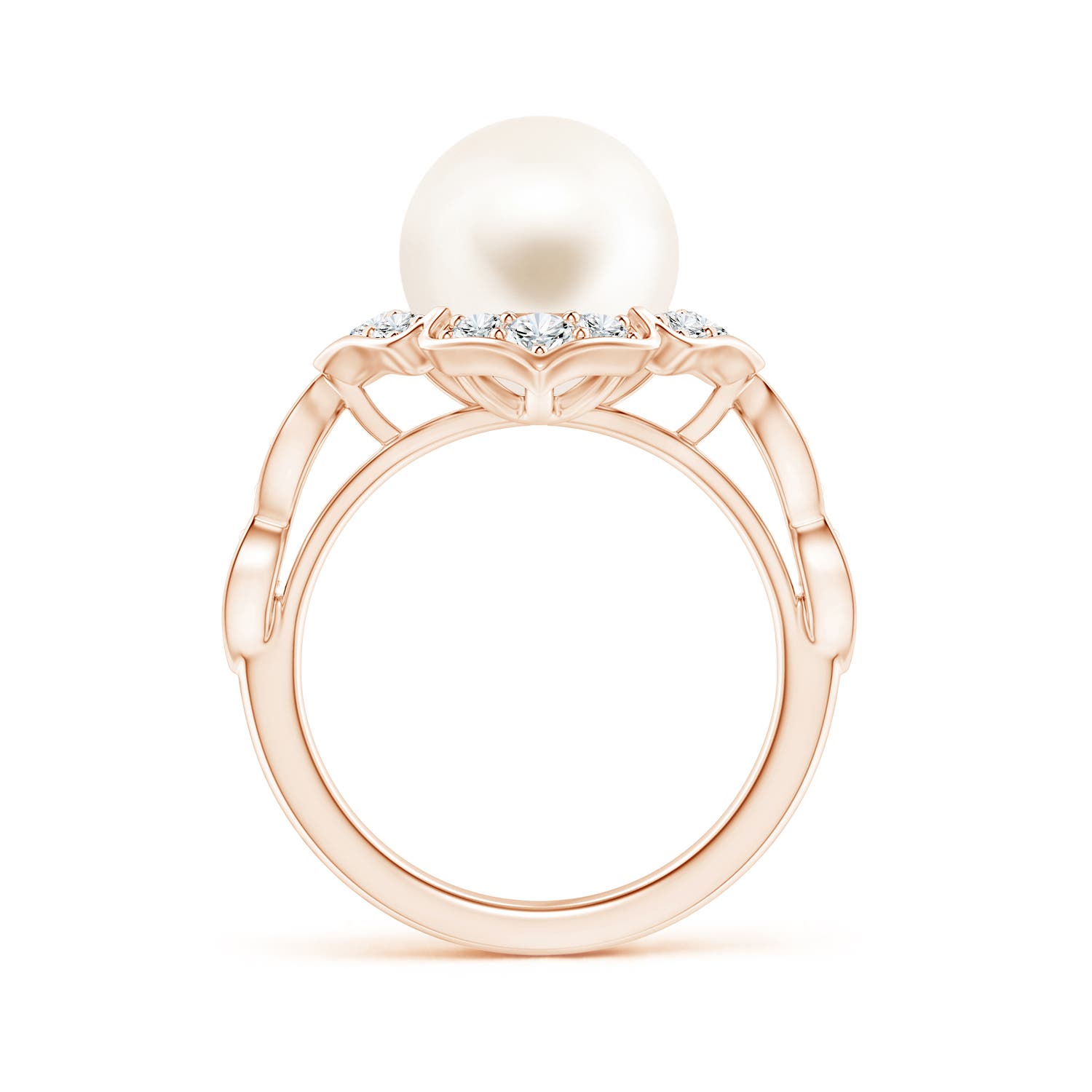 10mm AAA Floral Vintage Inspired Freshwater Pearl Ring in Rose Gold