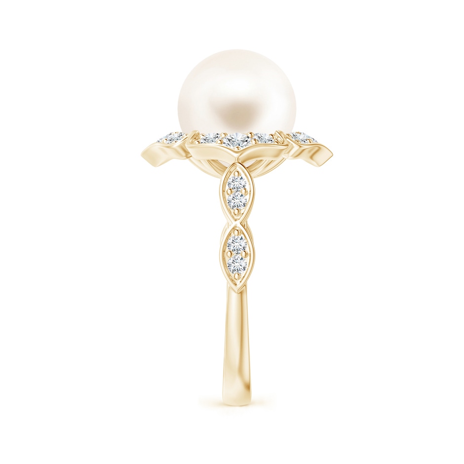 10mm AAA Floral Vintage Inspired Freshwater Pearl Ring in Yellow Gold side 299