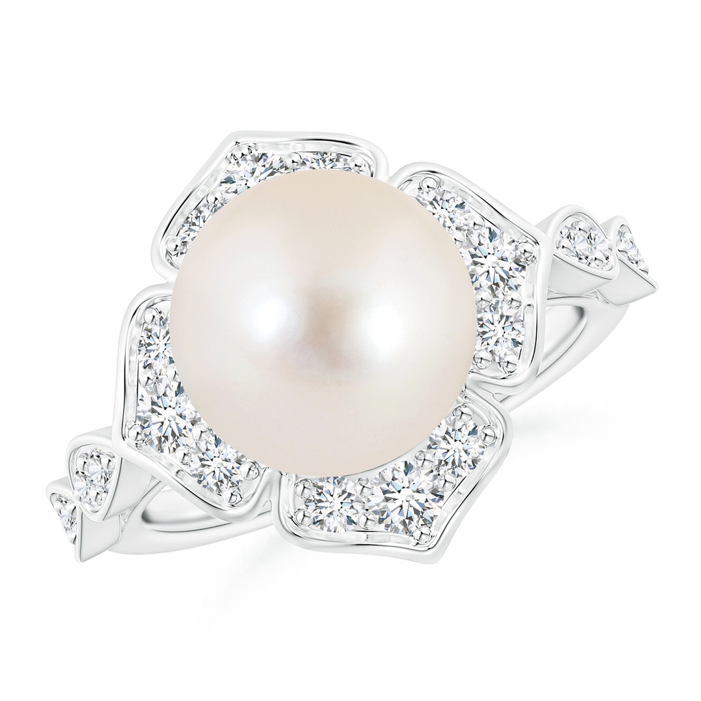 10mm AAAA Floral Vintage Inspired Freshwater Pearl Ring in P950 Platinum