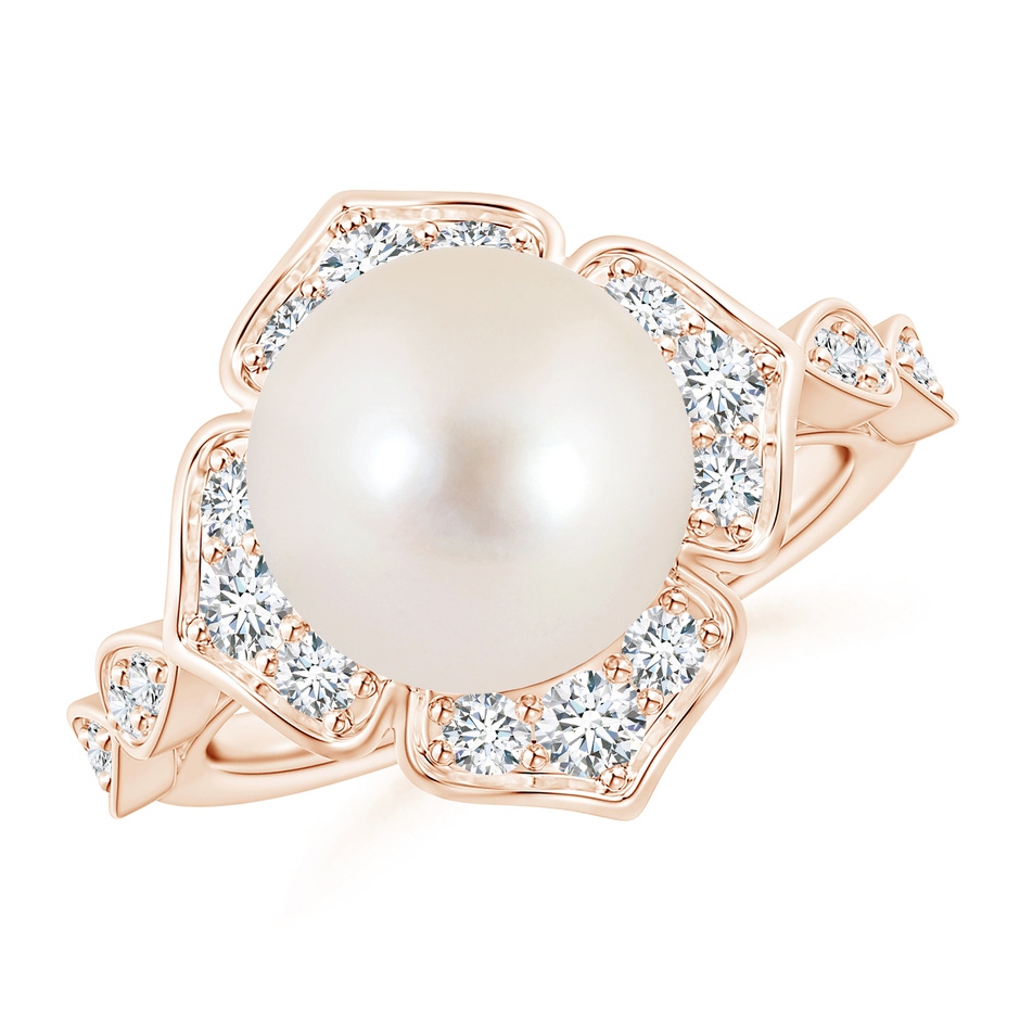 10mm AAAA Floral Vintage Inspired Freshwater Pearl Ring in Rose Gold 