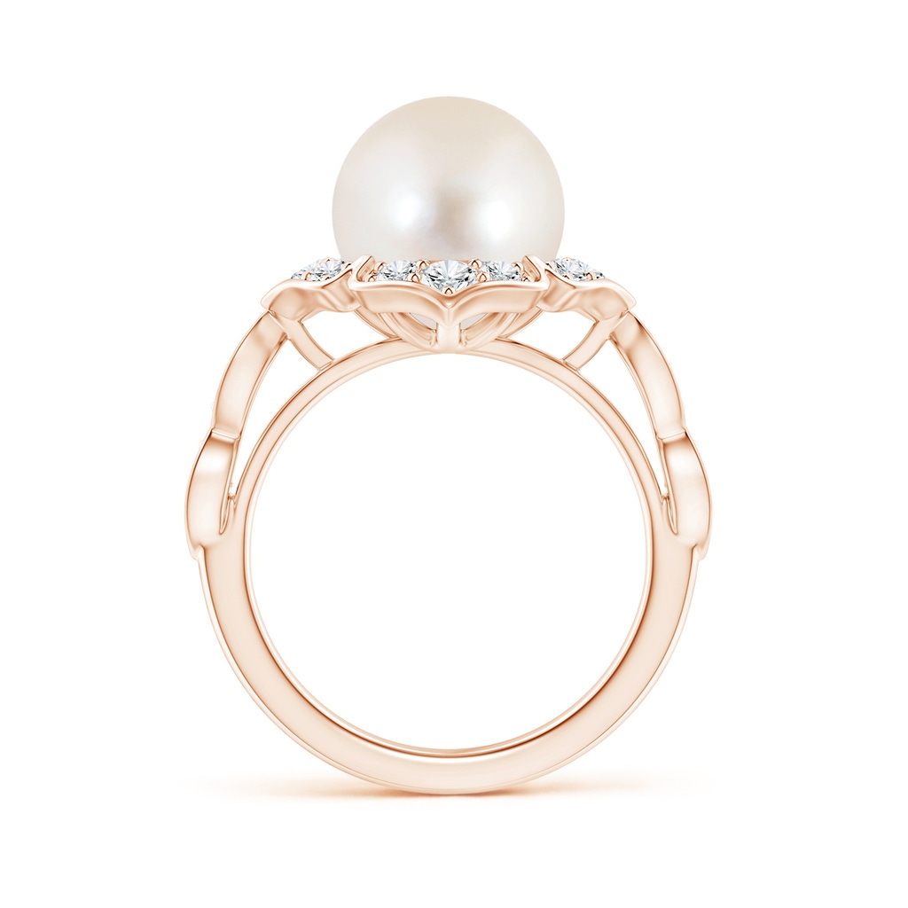 10mm AAAA Floral Vintage Inspired Freshwater Pearl Ring in Rose Gold - side 199