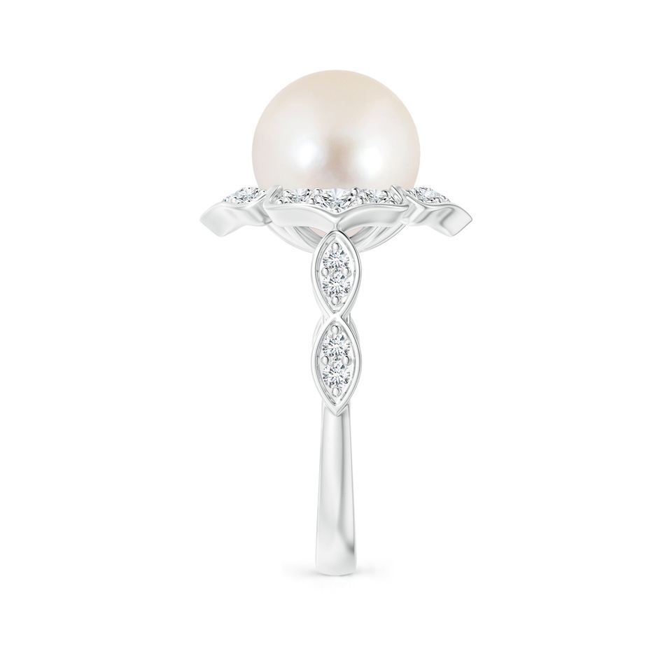 10mm AAAA Floral Vintage Inspired Freshwater Pearl Ring in White Gold side 299