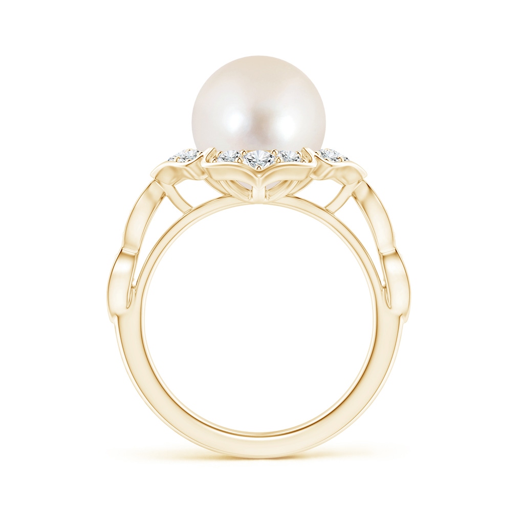 10mm AAAA Floral Vintage Inspired Freshwater Pearl Ring in Yellow Gold - side 199