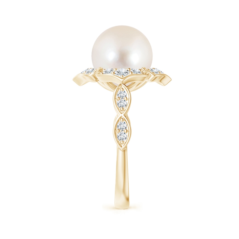 10mm AAAA Floral Vintage Inspired Freshwater Pearl Ring in Yellow Gold side 299