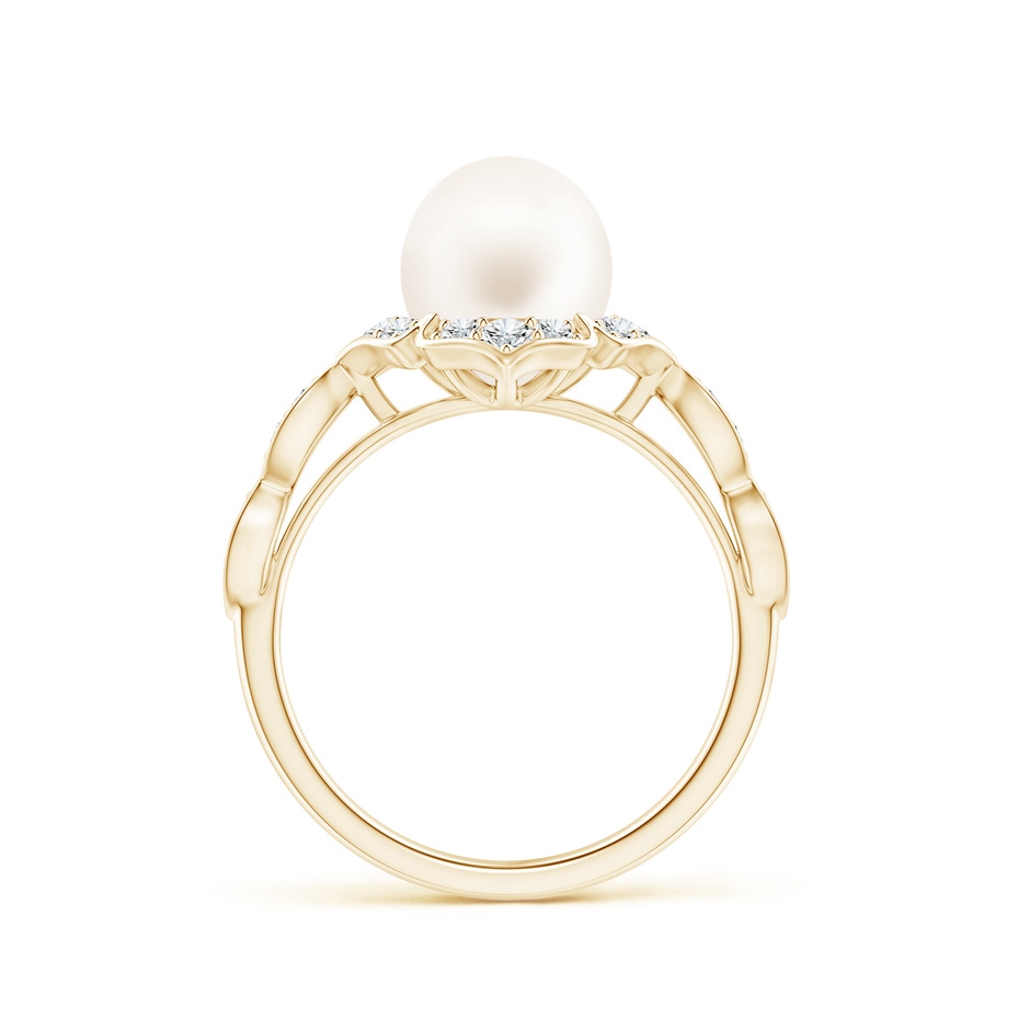 8mm AA Floral Vintage Inspired Freshwater Pearl Ring in Yellow Gold side 199