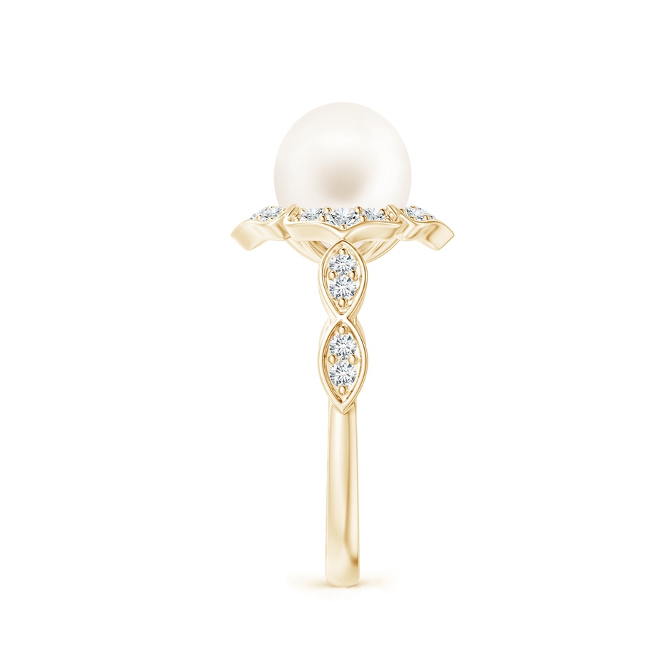 8mm AA Floral Vintage Inspired Freshwater Pearl Ring in Yellow Gold side 299