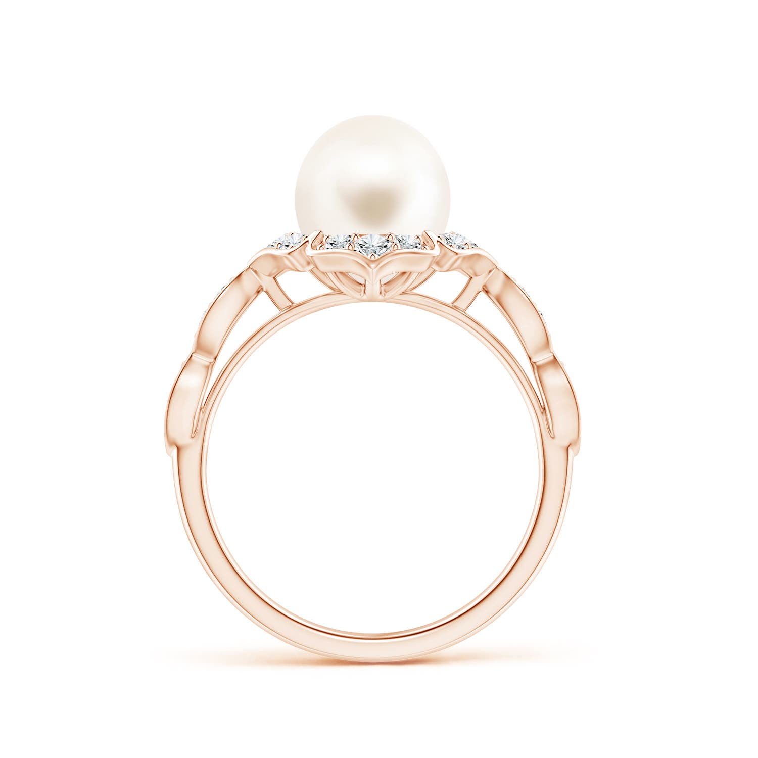8mm AAA Floral Vintage Inspired Freshwater Pearl Ring in Rose Gold