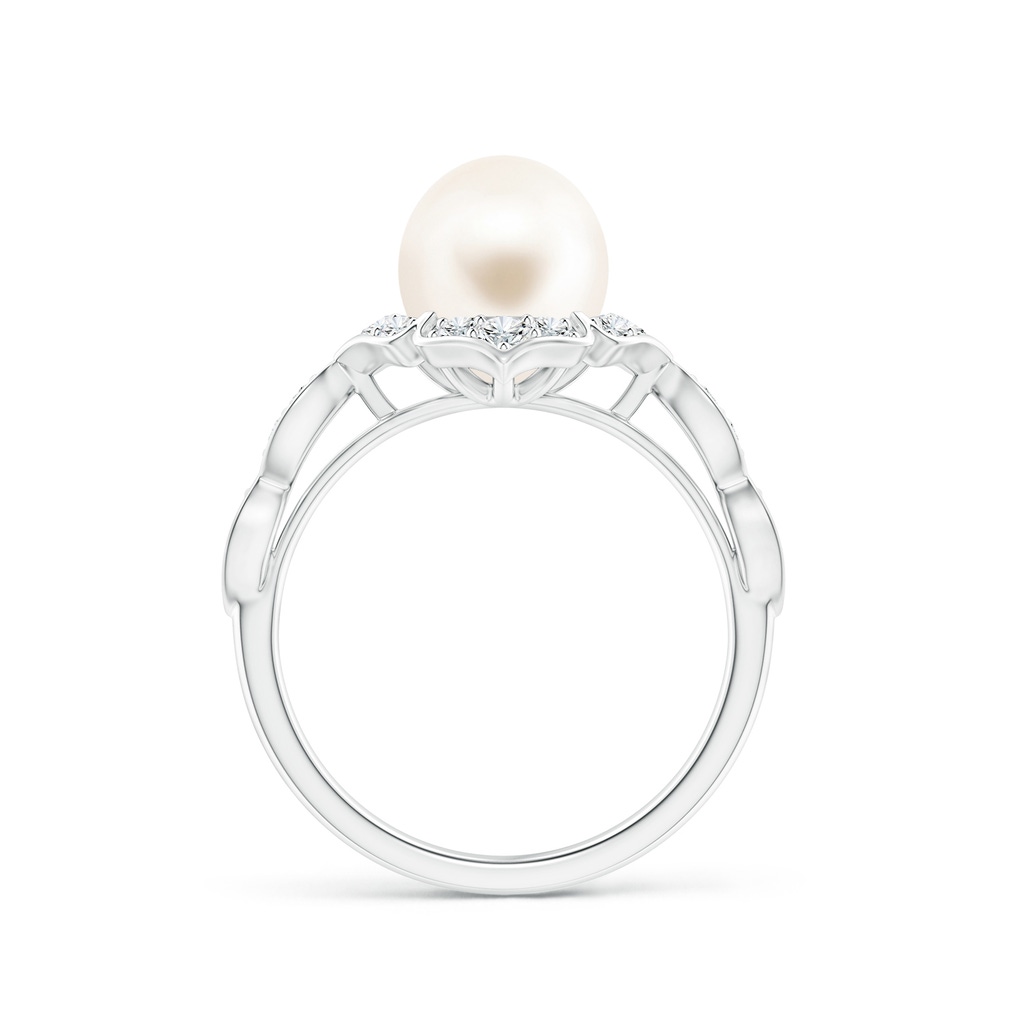 8mm AAA Floral Vintage Inspired Freshwater Pearl Ring in White Gold - side 199