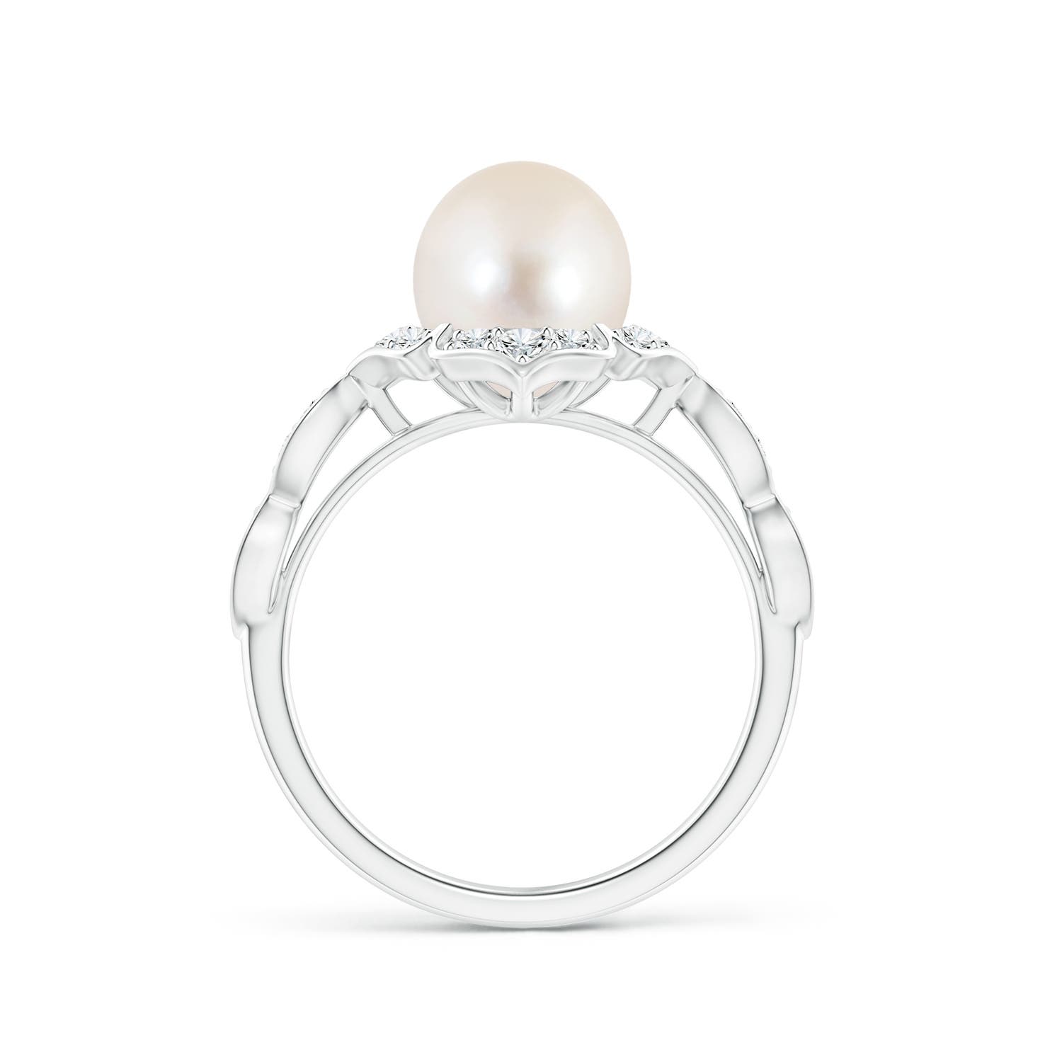 8mm AAAA Floral Vintage Inspired Freshwater Pearl Ring in 18K White Gold